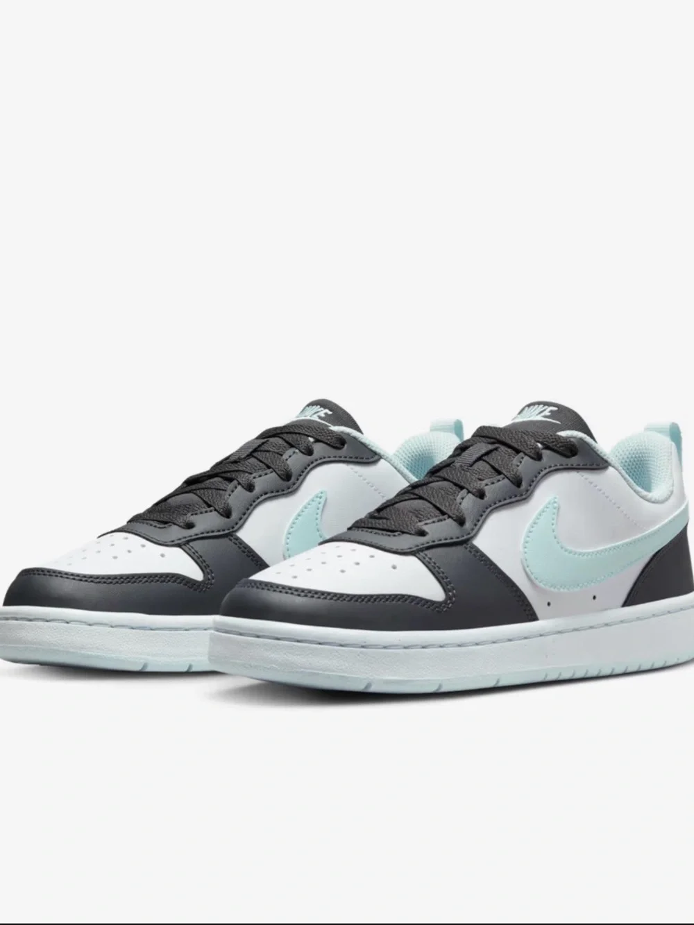 Nike youth Court Borough Low Recraft  in White, Black & Light Blue